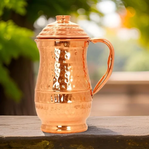 Pure Copper Hammered Jug Pitcher – Ayurvedic Water Storage and Serving