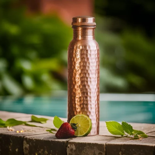 Pure Copper Hammered Design Water Bottle, Health Benefits, Drinkware – 1000ml