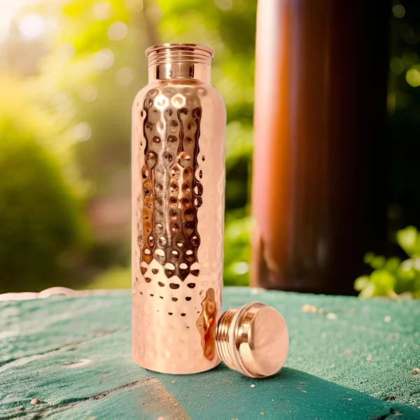 Pure Copper Hammered Design Water Bottle, Health Benefits, Drinkware - 1000ml - Image 9