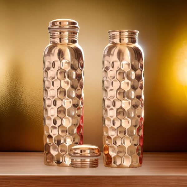 Pure Copper Diamond Design Water Bottle, Health Benefits, Drinkware - 1000ml - Image 9