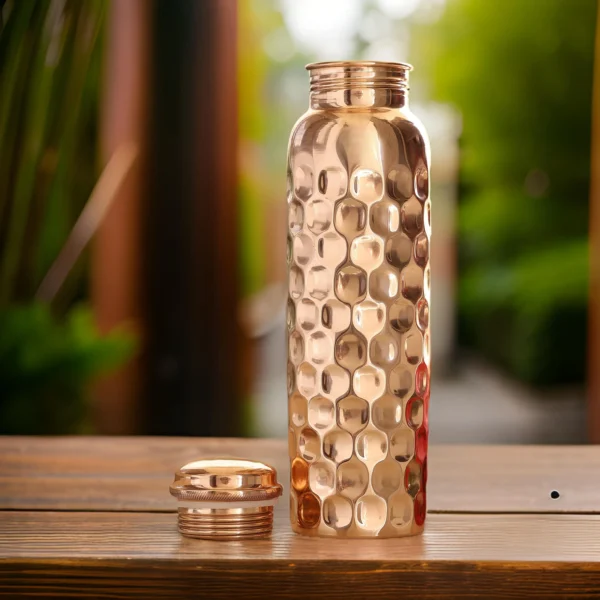 Pure Copper Diamond Design Water Bottle, Health Benefits, Drinkware - 1000ml - Image 8