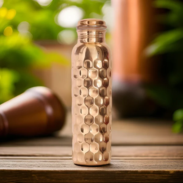 Pure Copper Diamond Design Water Bottle, Health Benefits, Drinkware - 1000ml - Image 7