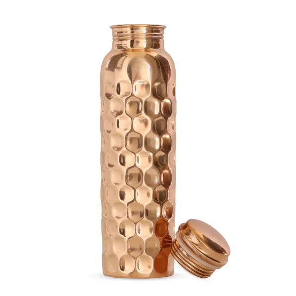 Pure Copper Diamond Design Water Bottle, Health Benefits, Drinkware - 1000ml - Image 5