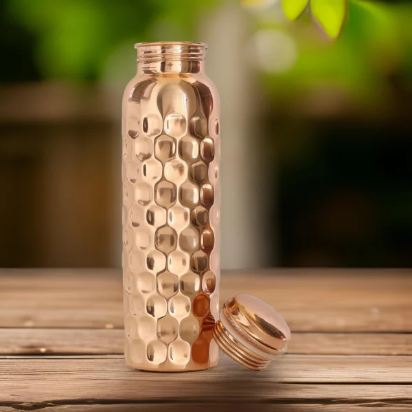 Pure Copper Diamond Design Water Bottle, Health Benefits, Drinkware - 1000ml - Image 4