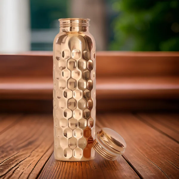 Pure Copper Diamond Design Water Bottle, Health Benefits, Drinkware - 1000ml - Image 3