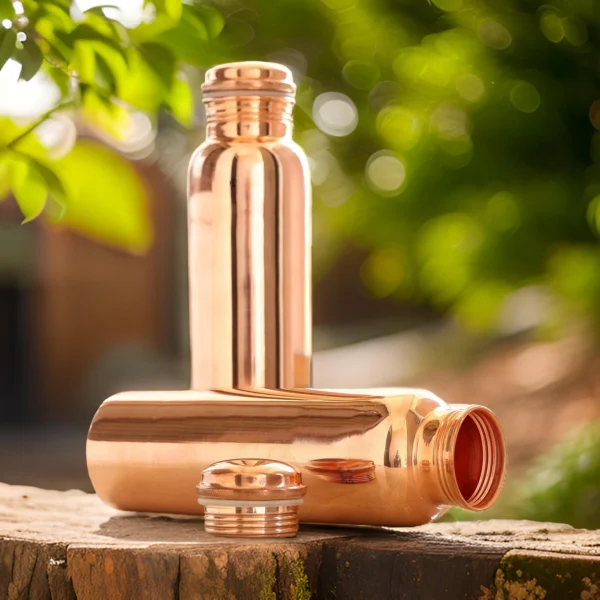 Pure Copper Plain Shine Finish Leak Proof Water Bottle, Drinkware- 1000ml - Image 7