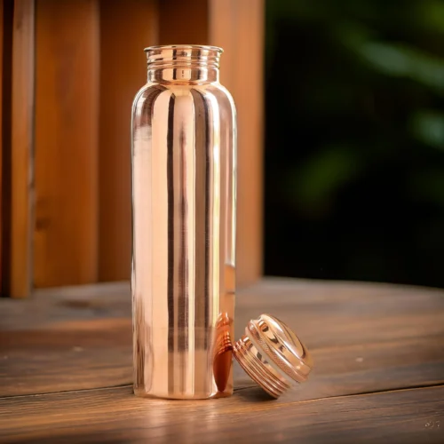 Pure Copper Plain Shine Finish Leak Proof Water Bottle, Drinkware- 1000ml