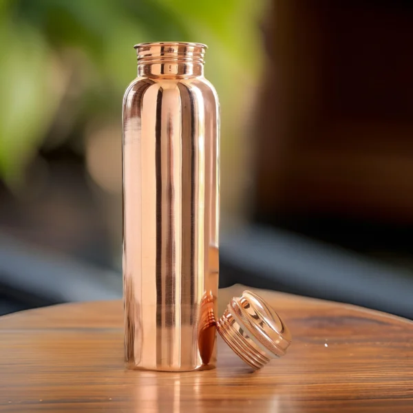 Pure Copper Plain Shine Finish Leak Proof Water Bottle, Drinkware- 1000ml - Image 6